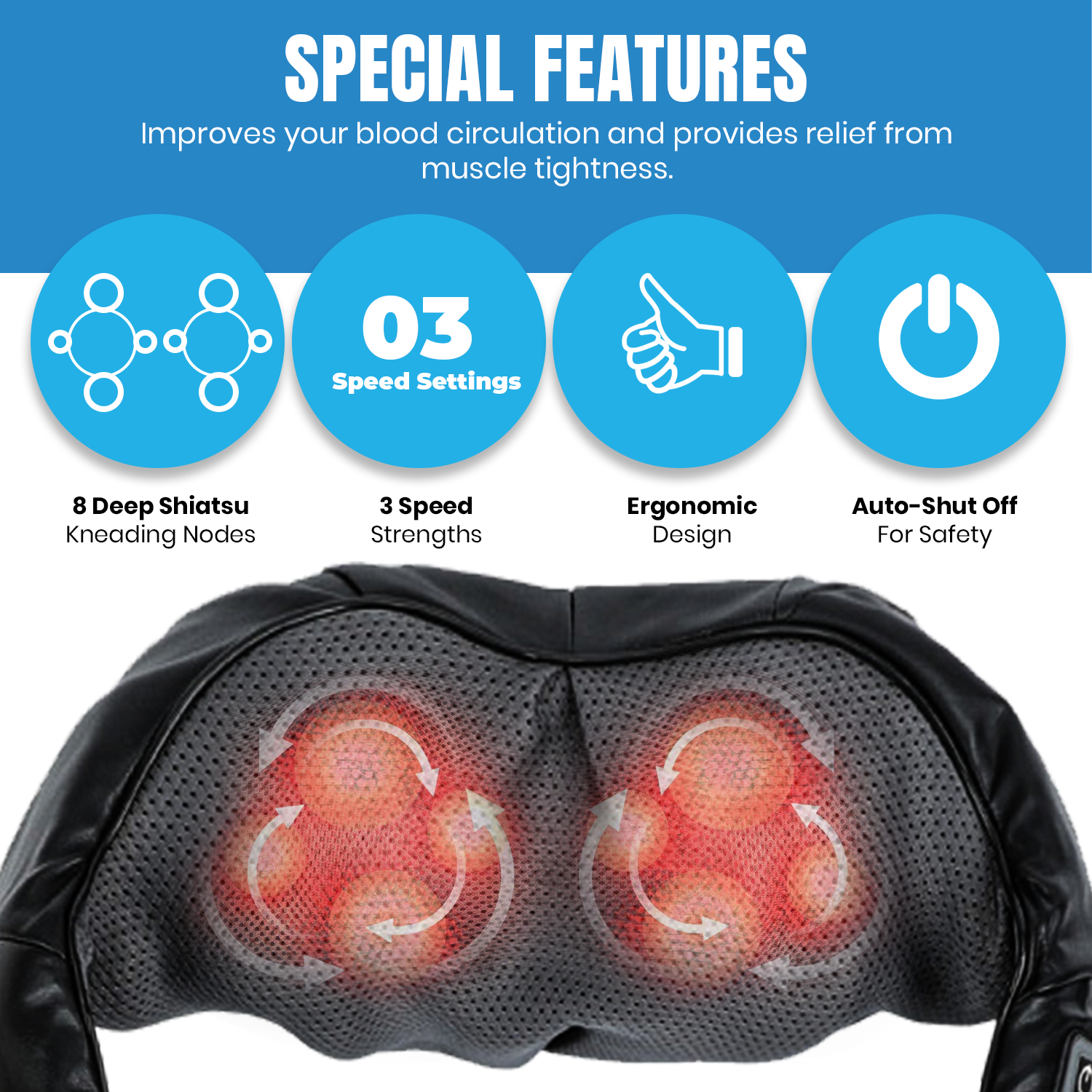Aldera DeepRelief 3D Shiatsu Back & Neck Massager